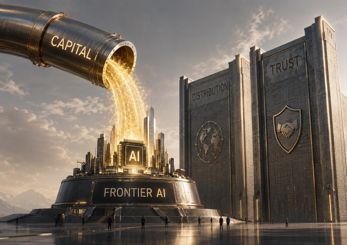 Capital flowing into frontier AI, with distribution and trust as the moat